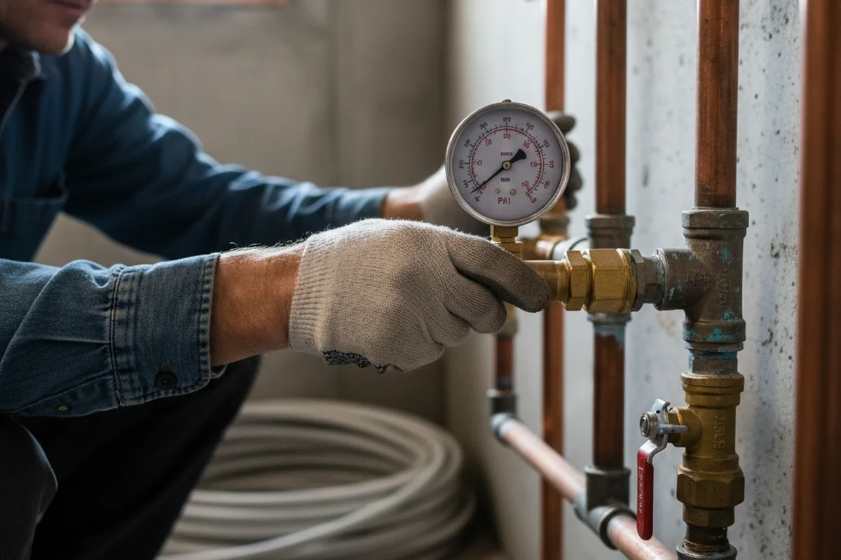 Pressure testing a repaired line during Water Line Repair in Virgie